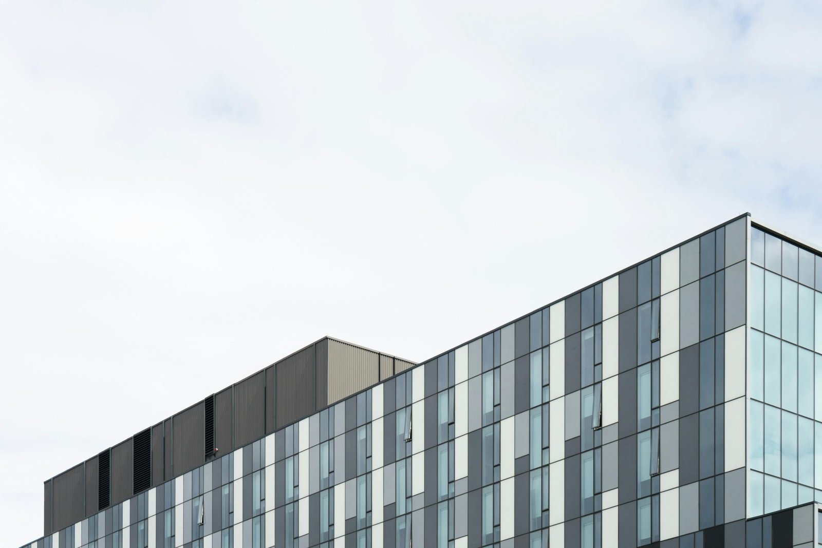 Geometric glass office building facade